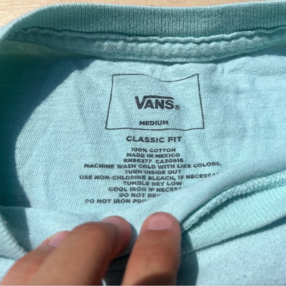 Vans Teal Blue Medium Graphic Print Short Palm Tree Skater Surf Visco Loose Fit - Picture 4 of 8